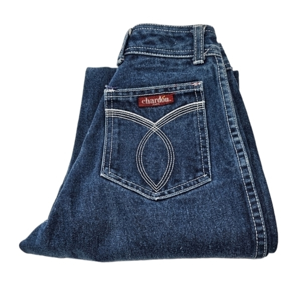 Vintage Chardon Paris Jeans High Waist Size 3 Dark Denim 21" Tiny Waist L 33‎